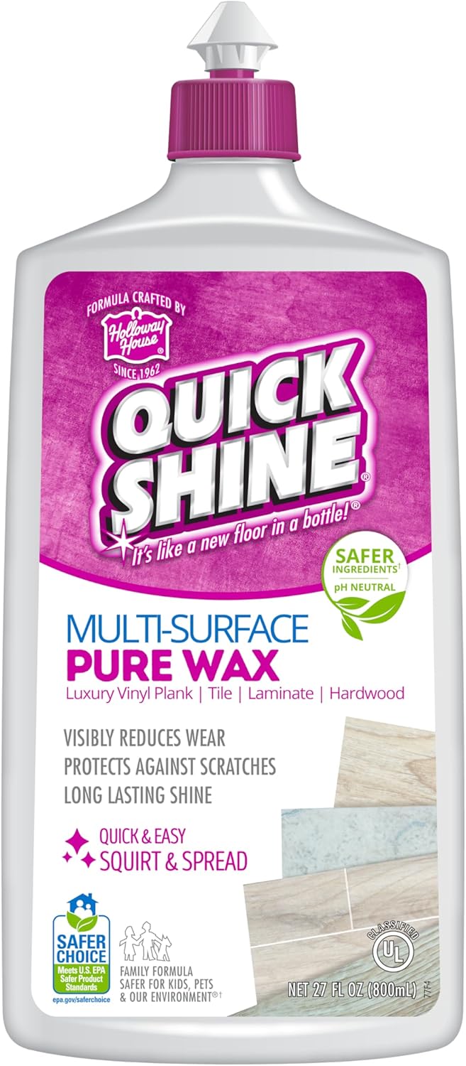 Quick Shine Pure Floor Wax 27 oz (approx. 765.4 g) | For buffing and waterproofing surfaces on regular and hardwood floors | Restores protection and freshness.
