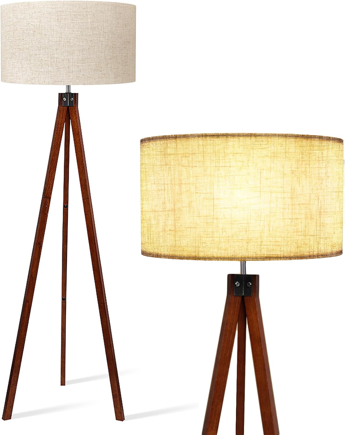Wooden Tripod Floor Lamp, Brown