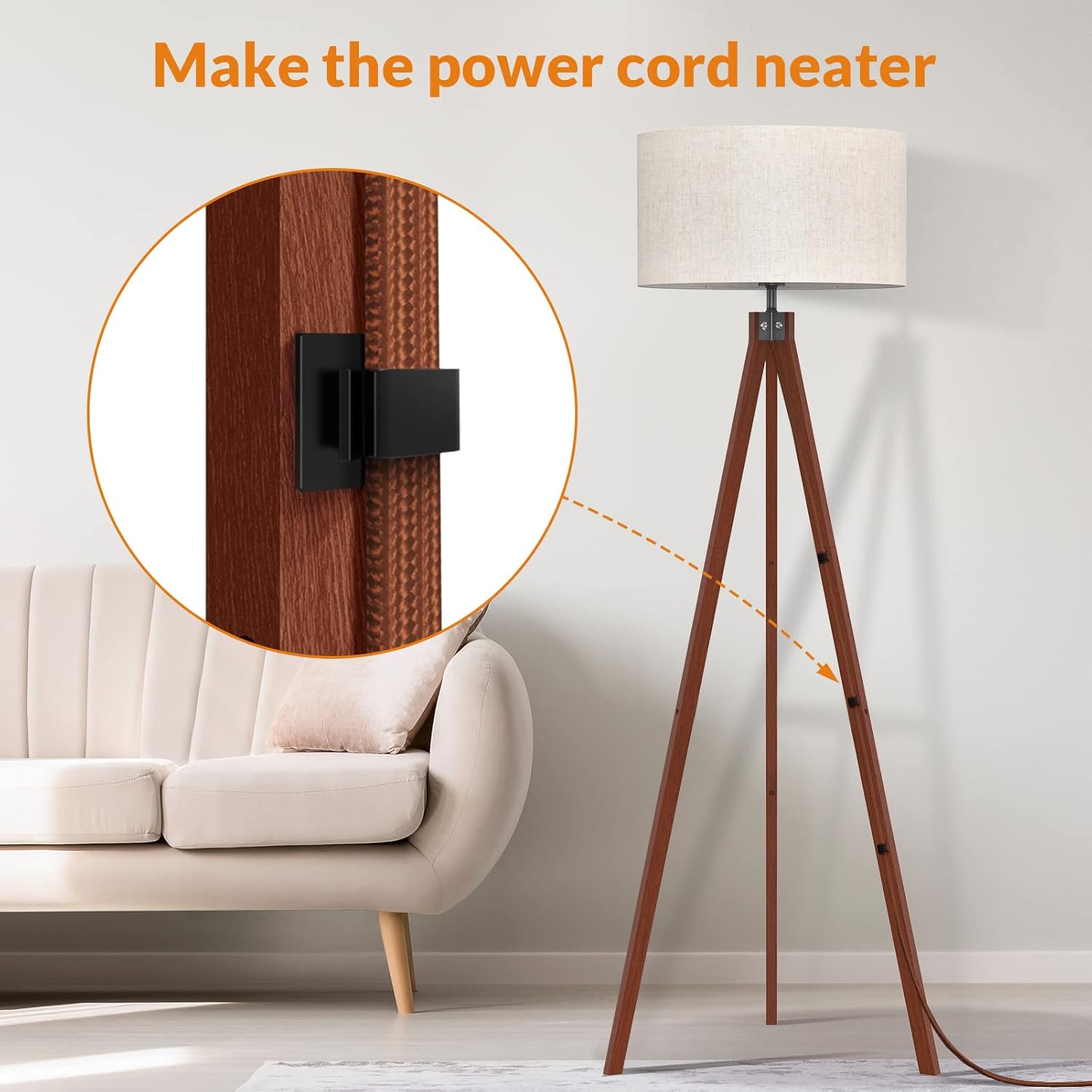 Wooden Tripod Floor Lamp, Brown