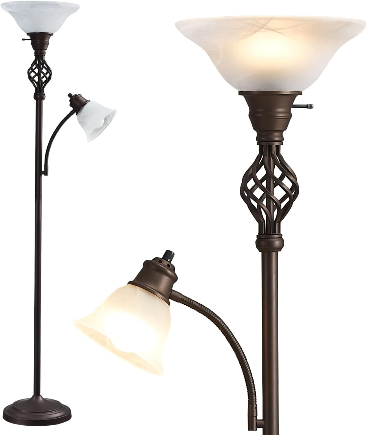 Torchiere Floor Lamp, Reddish Brown