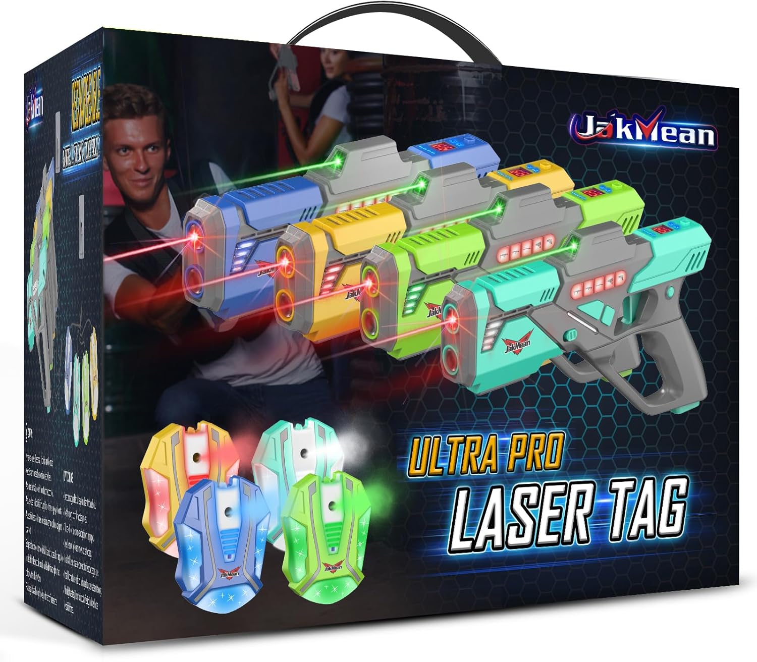 Rechargeable Laser Tag Set, 4 Pack Set with Vest