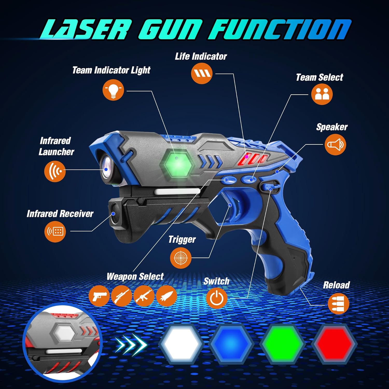 Laser Tag Gun 4 Pack Set with Vest