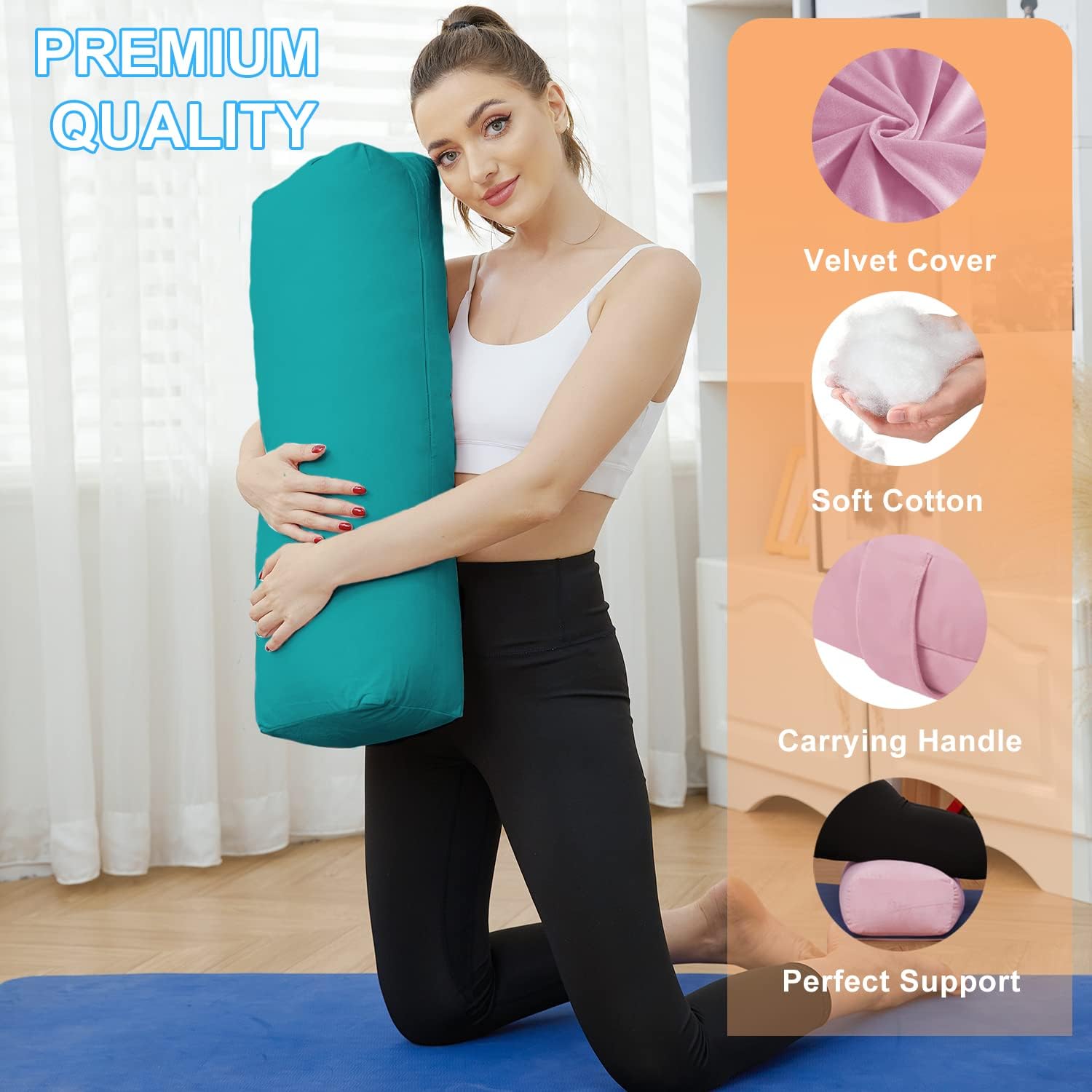 Yoga Pillow with Velvet Cover