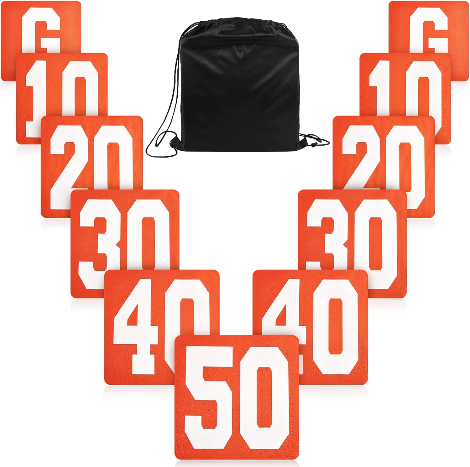 Set of 11 Football Field MarkersHigh Visibility Football Field Yard Line MarkersOrange Football Down MarkersYardage Yard Line Markers 12-Inch Football Markers with Carrying Case for Sports Training