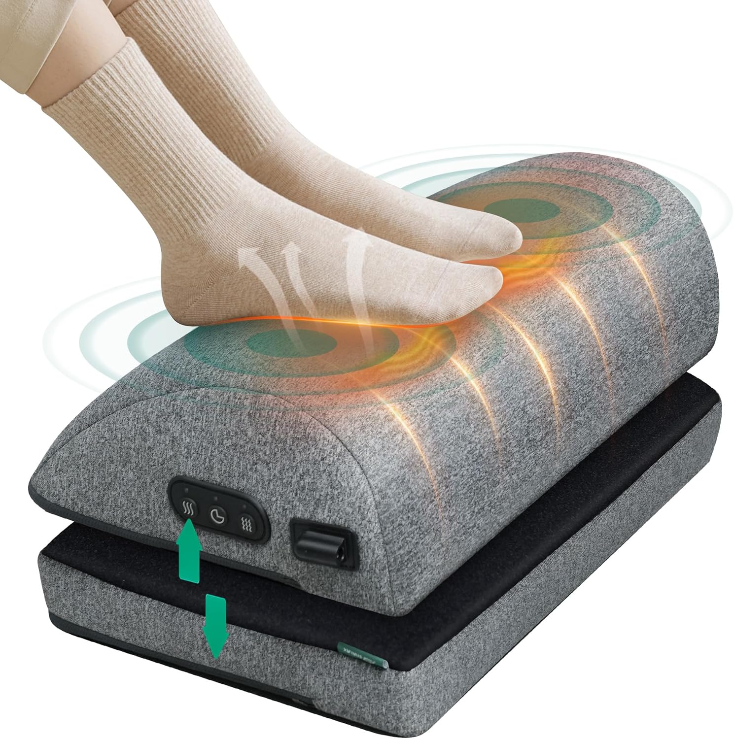 Snailax Under Table Footstool, Heated Ergonomic Footstool, Height Adjustable, 2 Heating Levels and 3 Vibration Massage Modes, Game Office Home Use