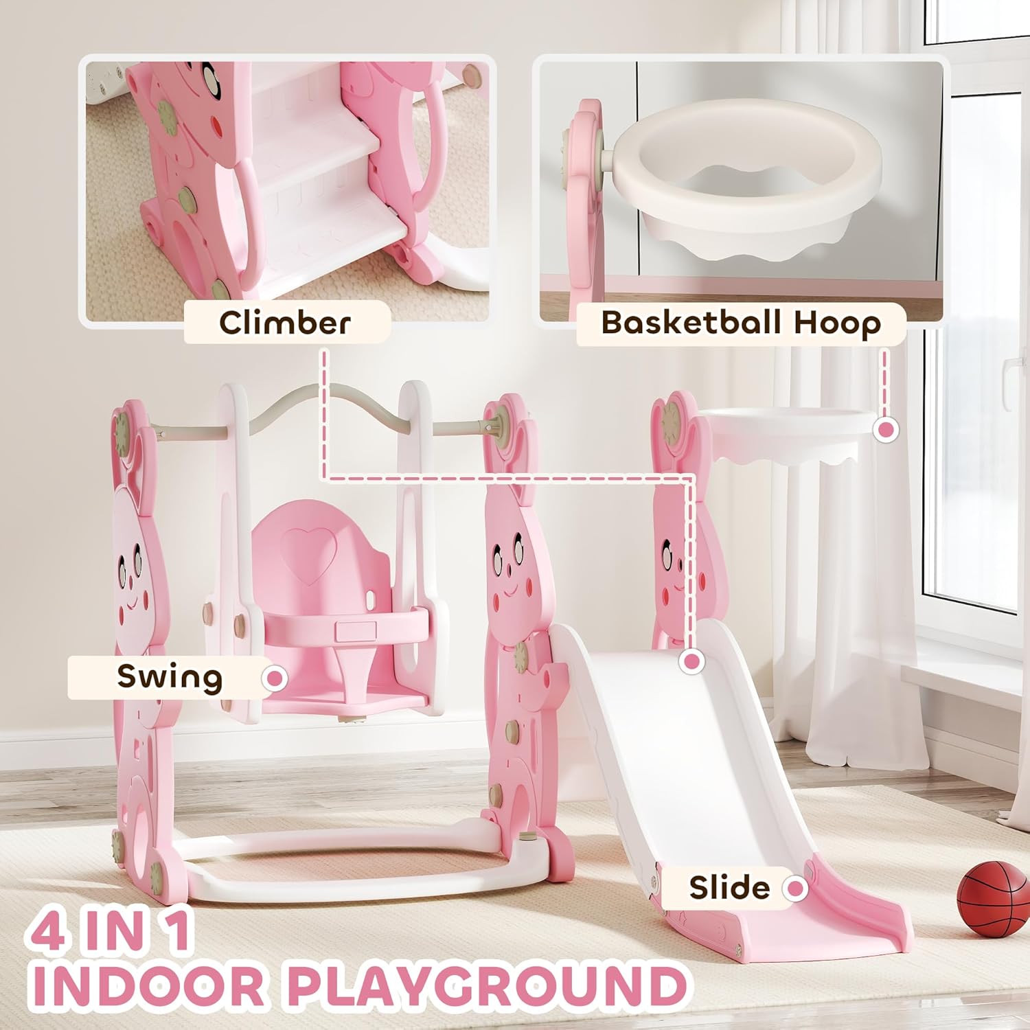 4 in 1 Toddler Slide and Swing Set