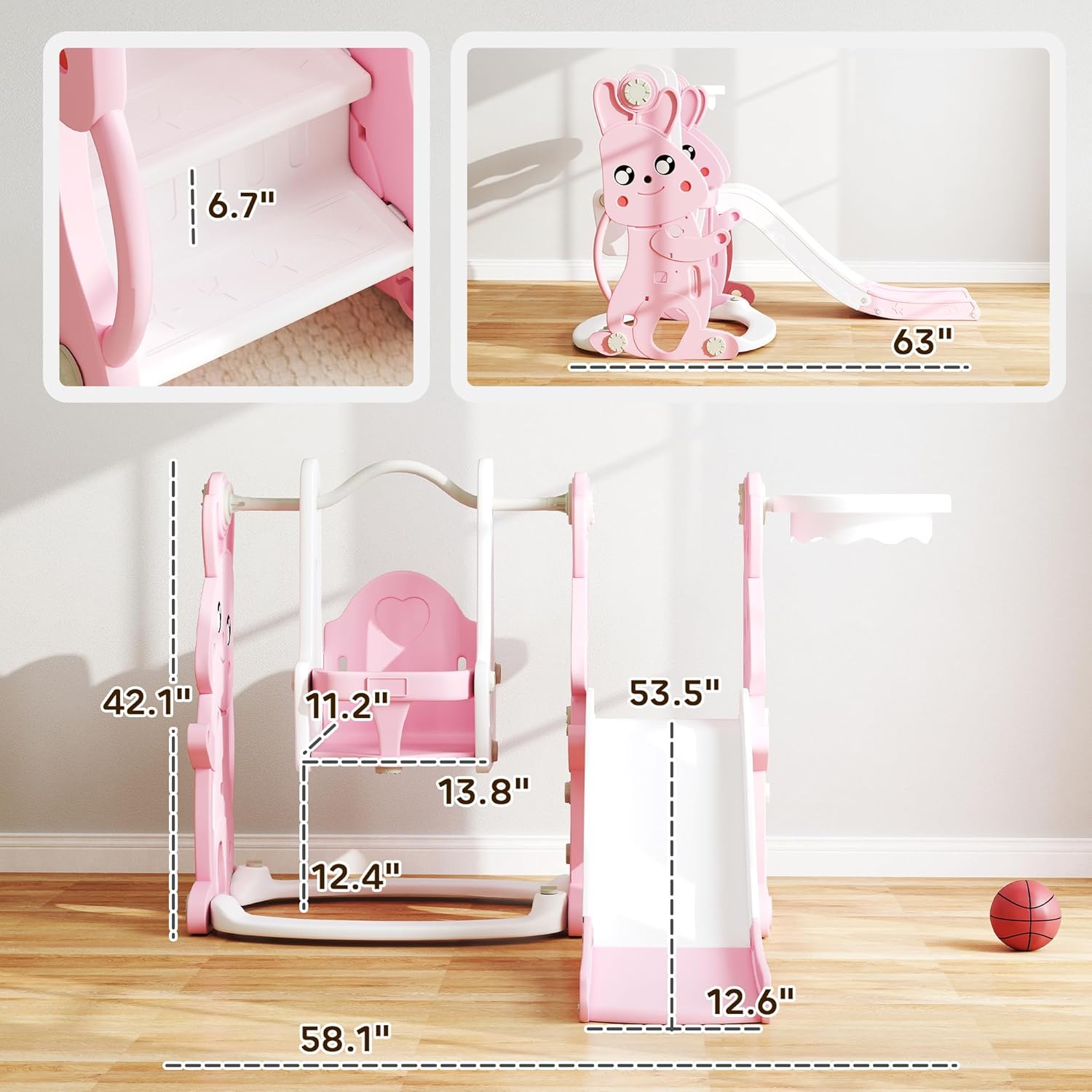 4 in 1 Toddler Slide and Swing Set