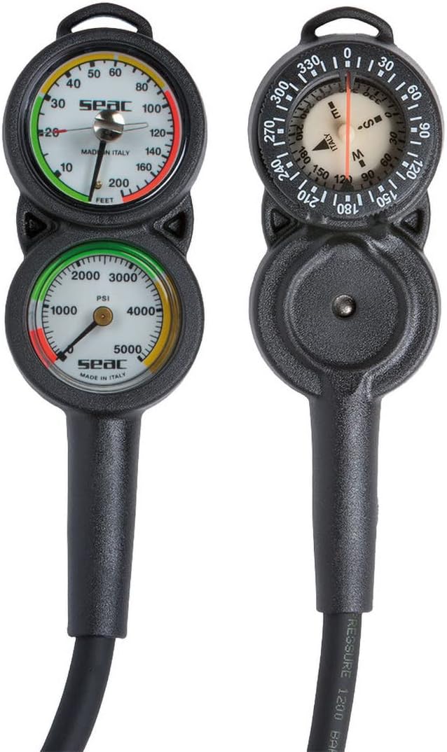 3 Pressure Depth Gauge and Compass, Red