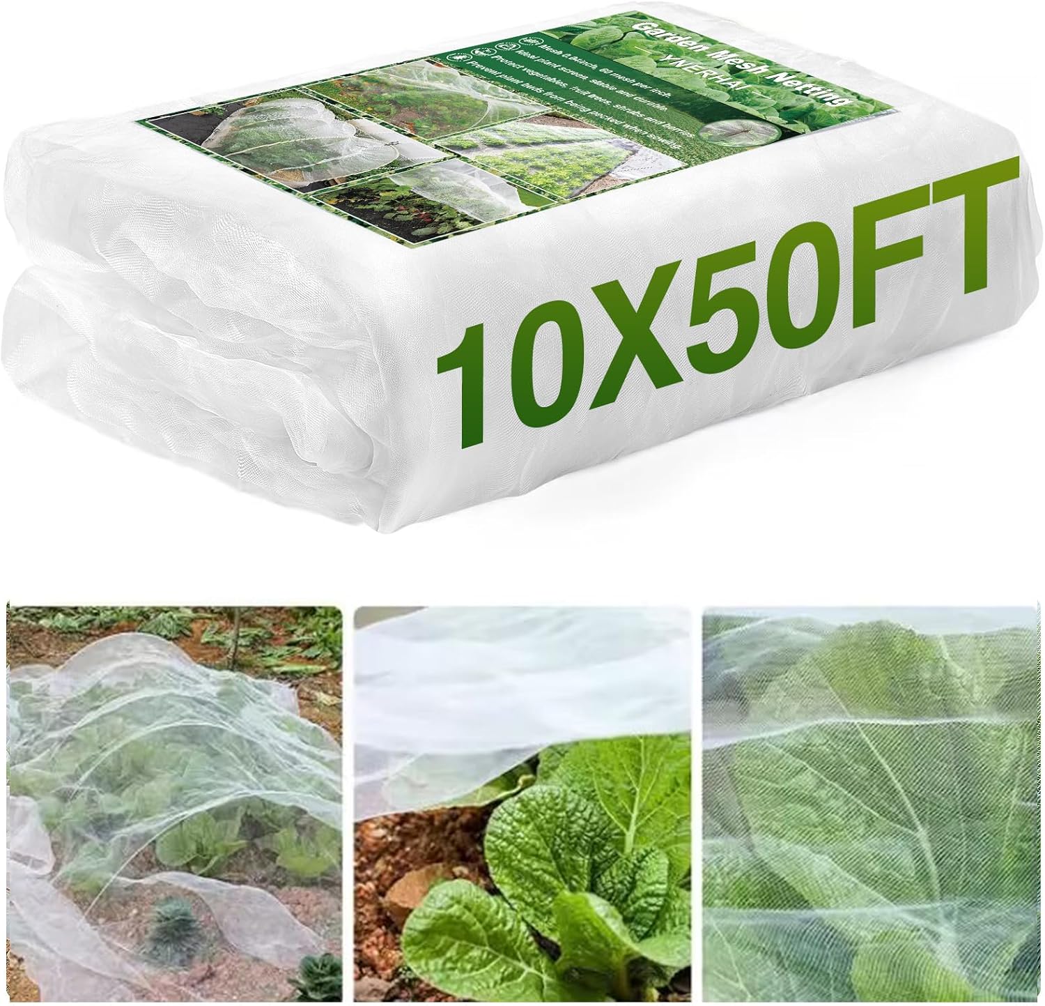 10 * 50 ft (Approx. 3.8 * 15.2 m) garden netting mesh for garden protection, garden netting fruit tree netting for vegetables blueberries bushes plants row cover screen protection