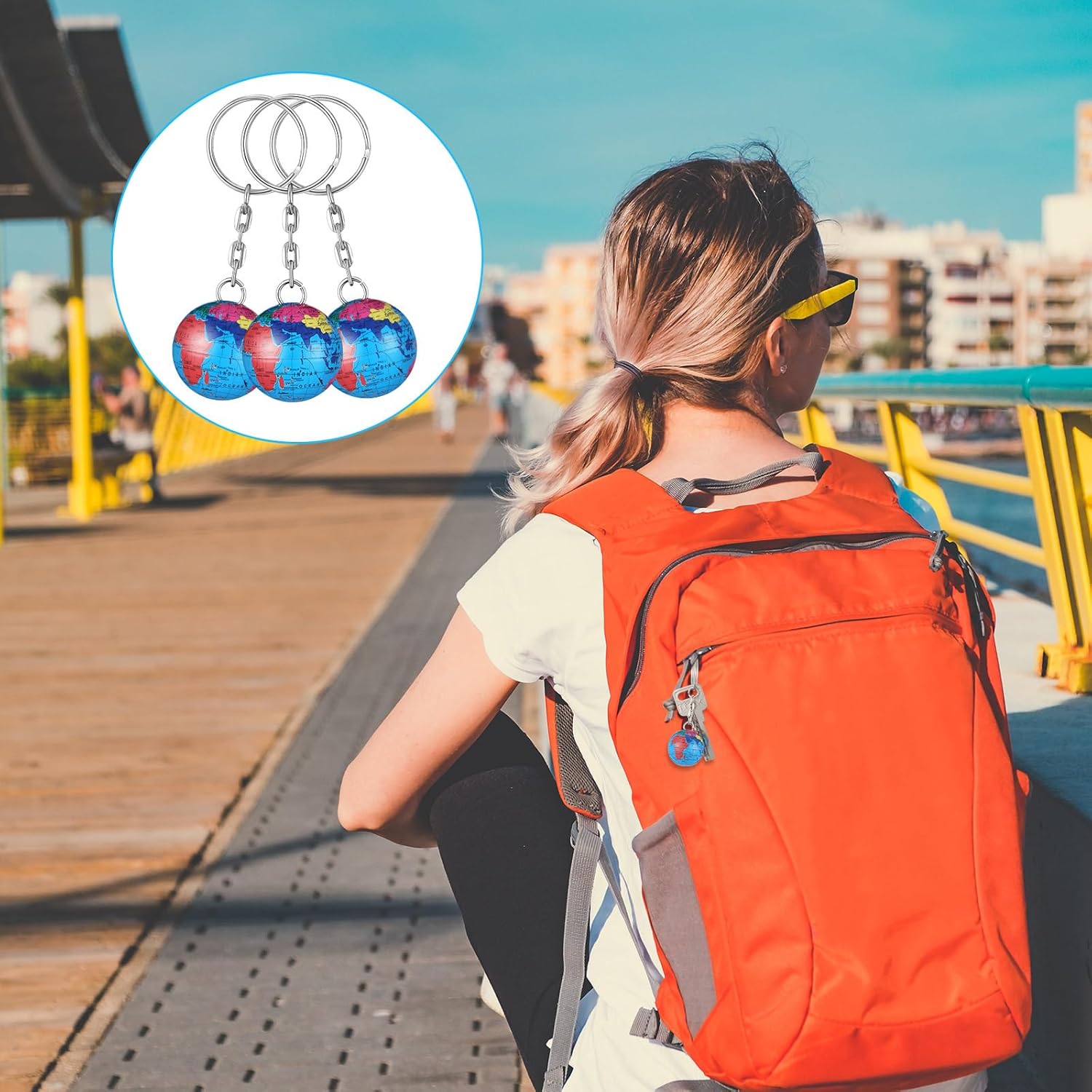 24 Pack Colorful Globe Keychains