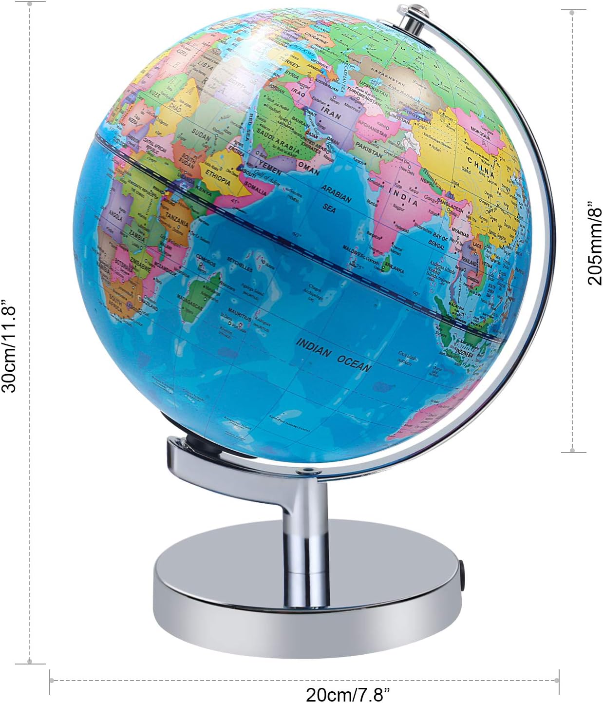 8 inch Illuminated World Globe for Kids
