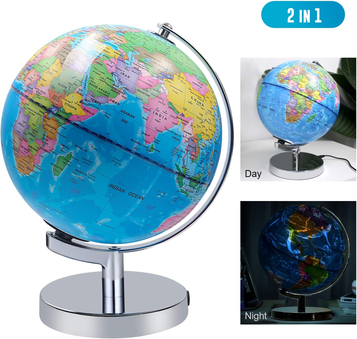 8 inch Illuminated World Globe for Kids