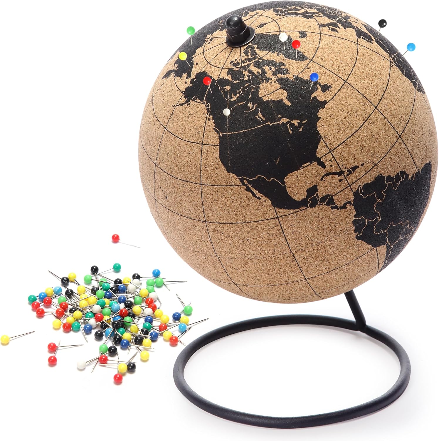 Mini Cork Globe, 50 Push Pins