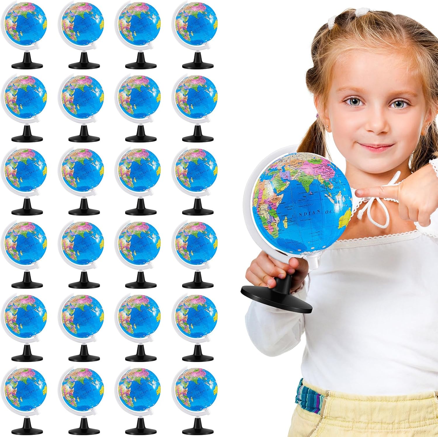 24 Pack 3.4 inch  Mini World Globe