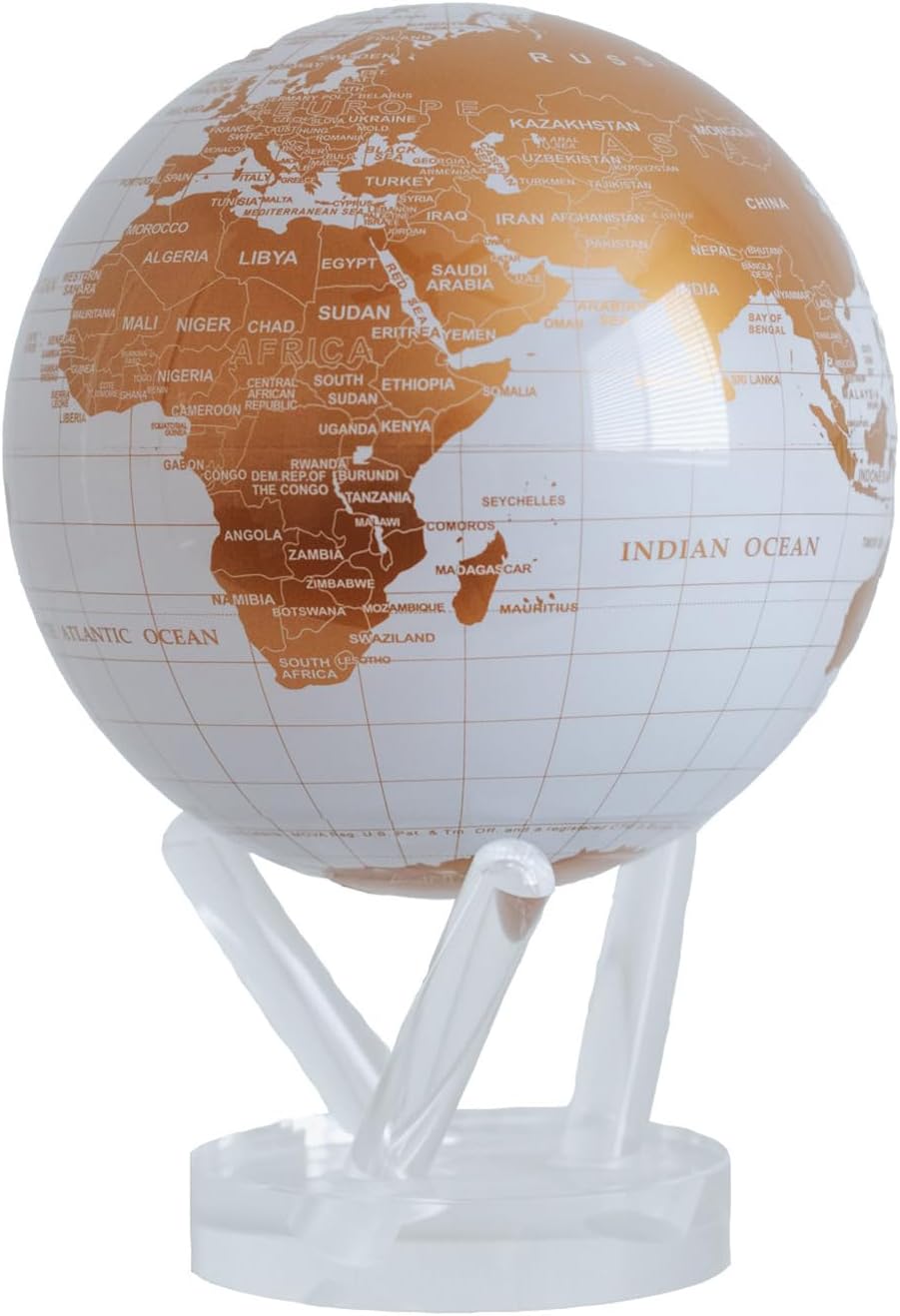 4.5 inch  Globe, Metallic White and Gold