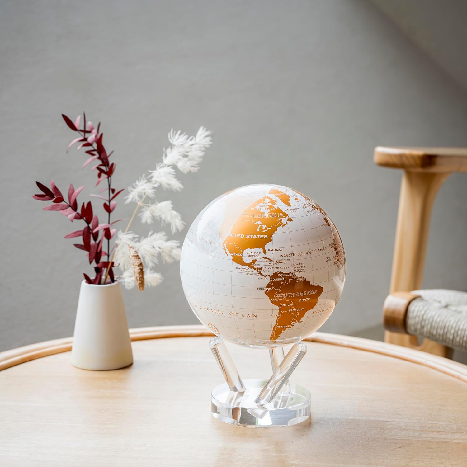 4.5 inch  Globe, Metallic White and Gold