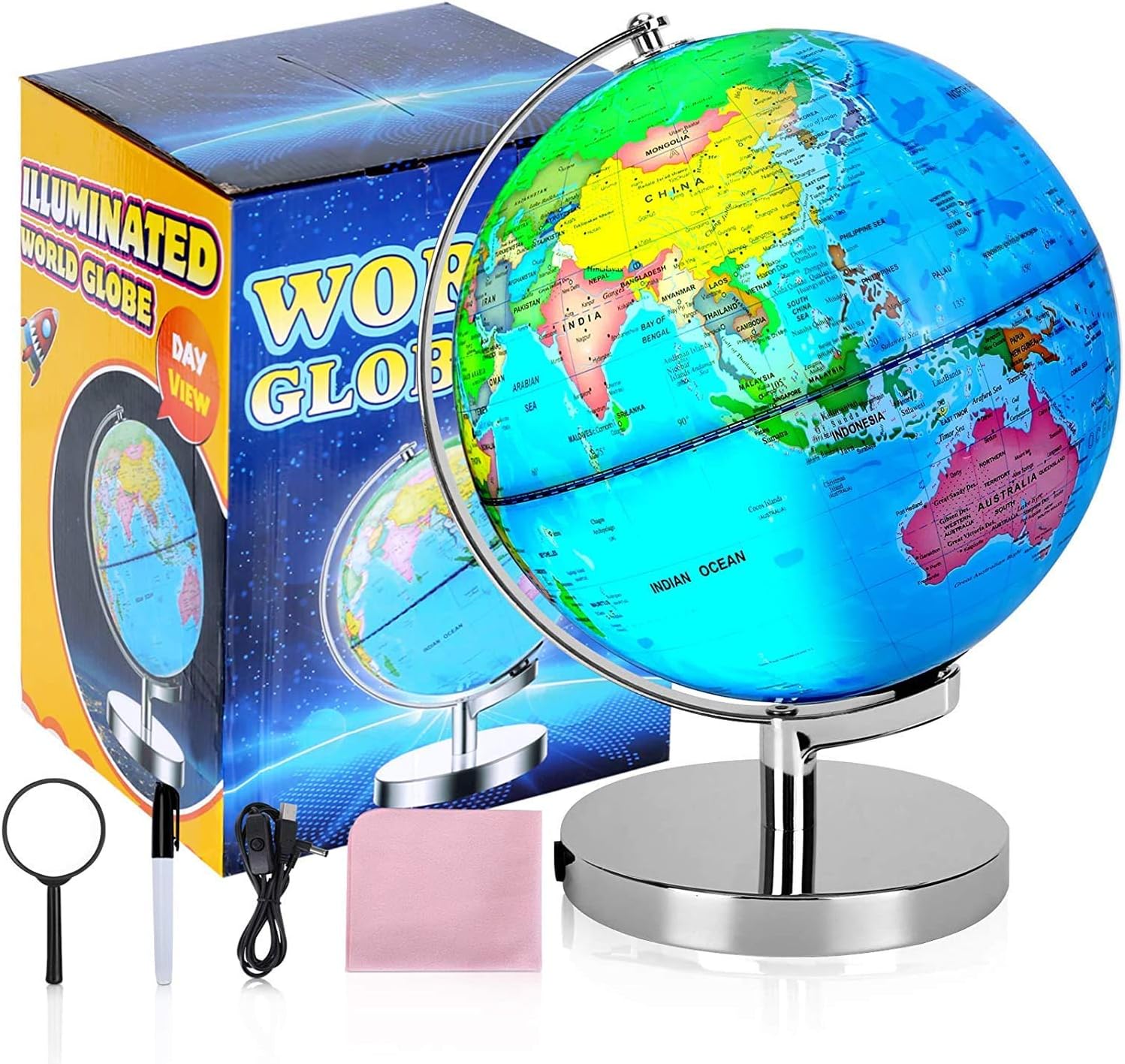 6 in 1 Illuminated World Globe