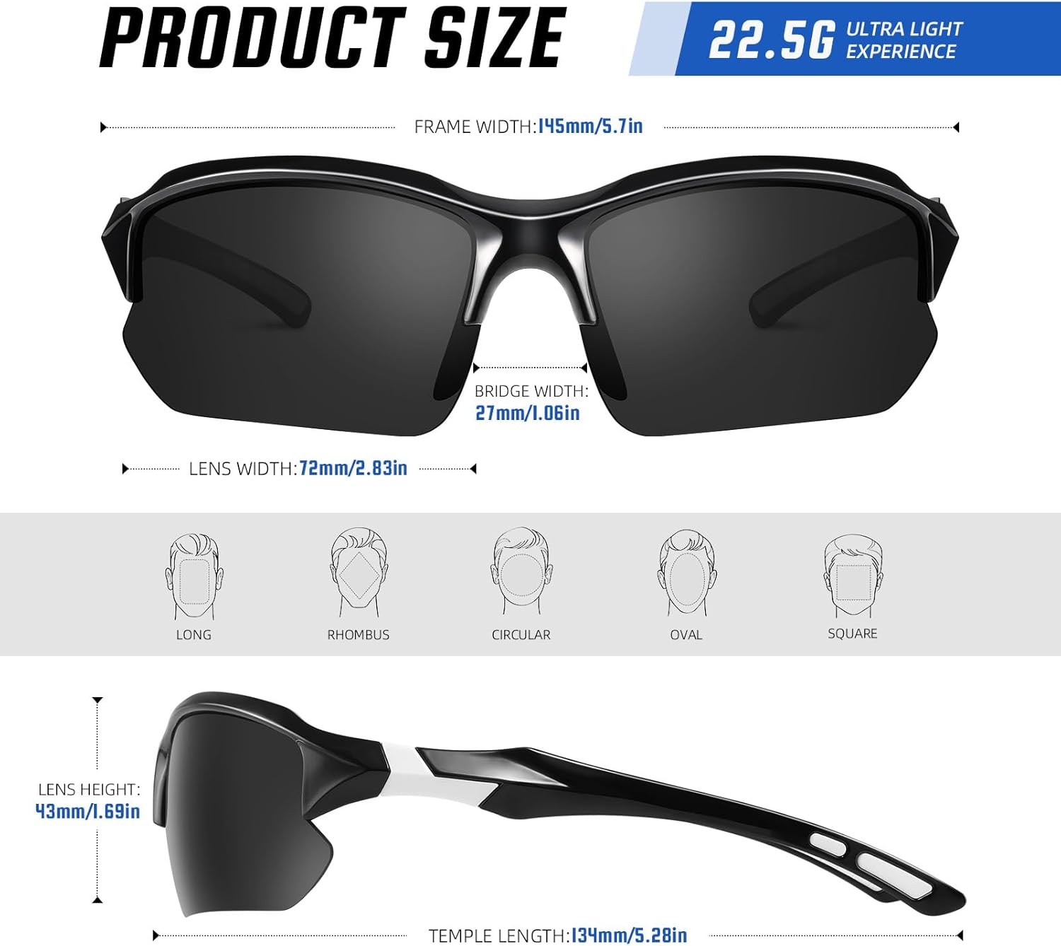 UV Protection Half Frame Sports Sunglasses