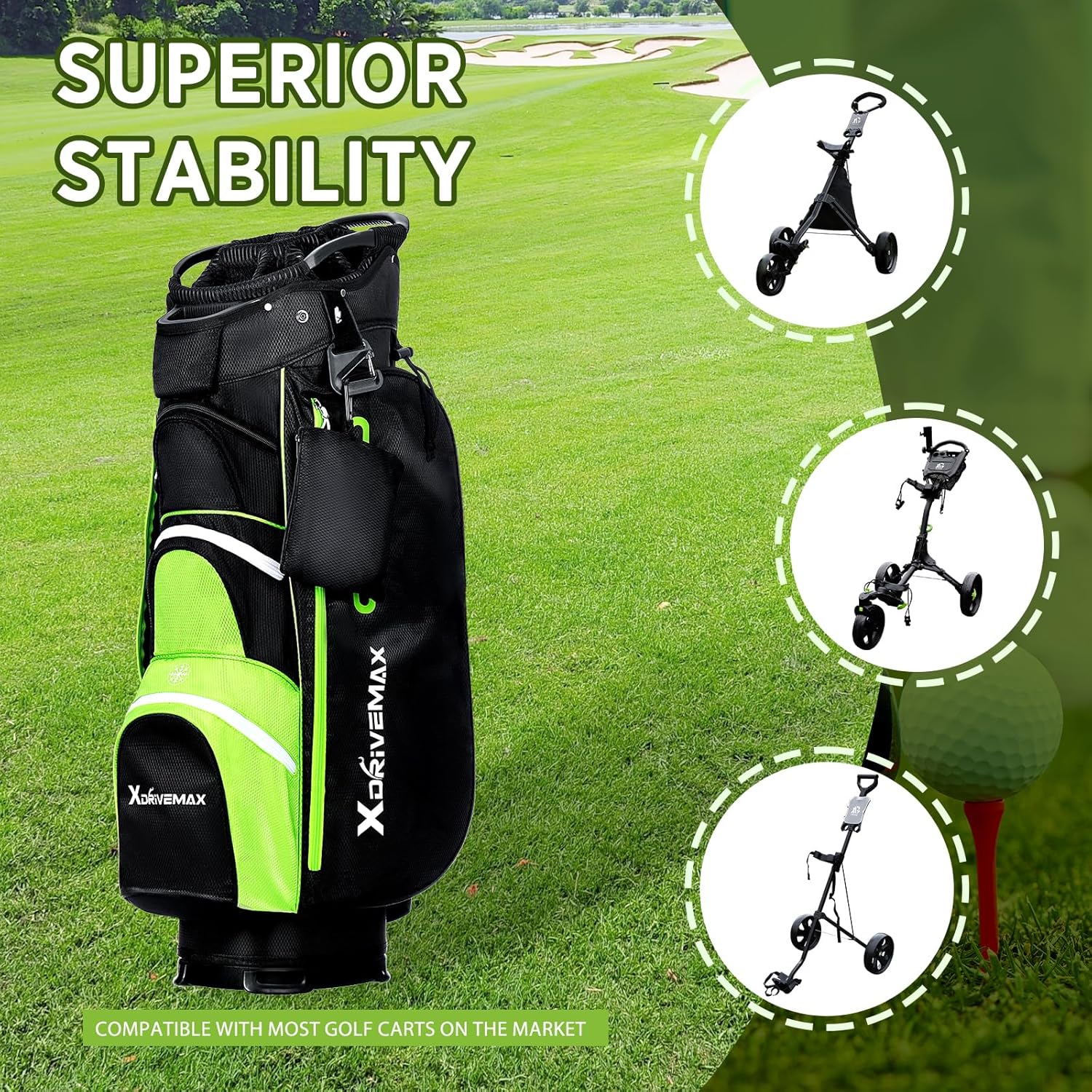 15 Way Golf Bag, Premium, Rain Cover, Cooler