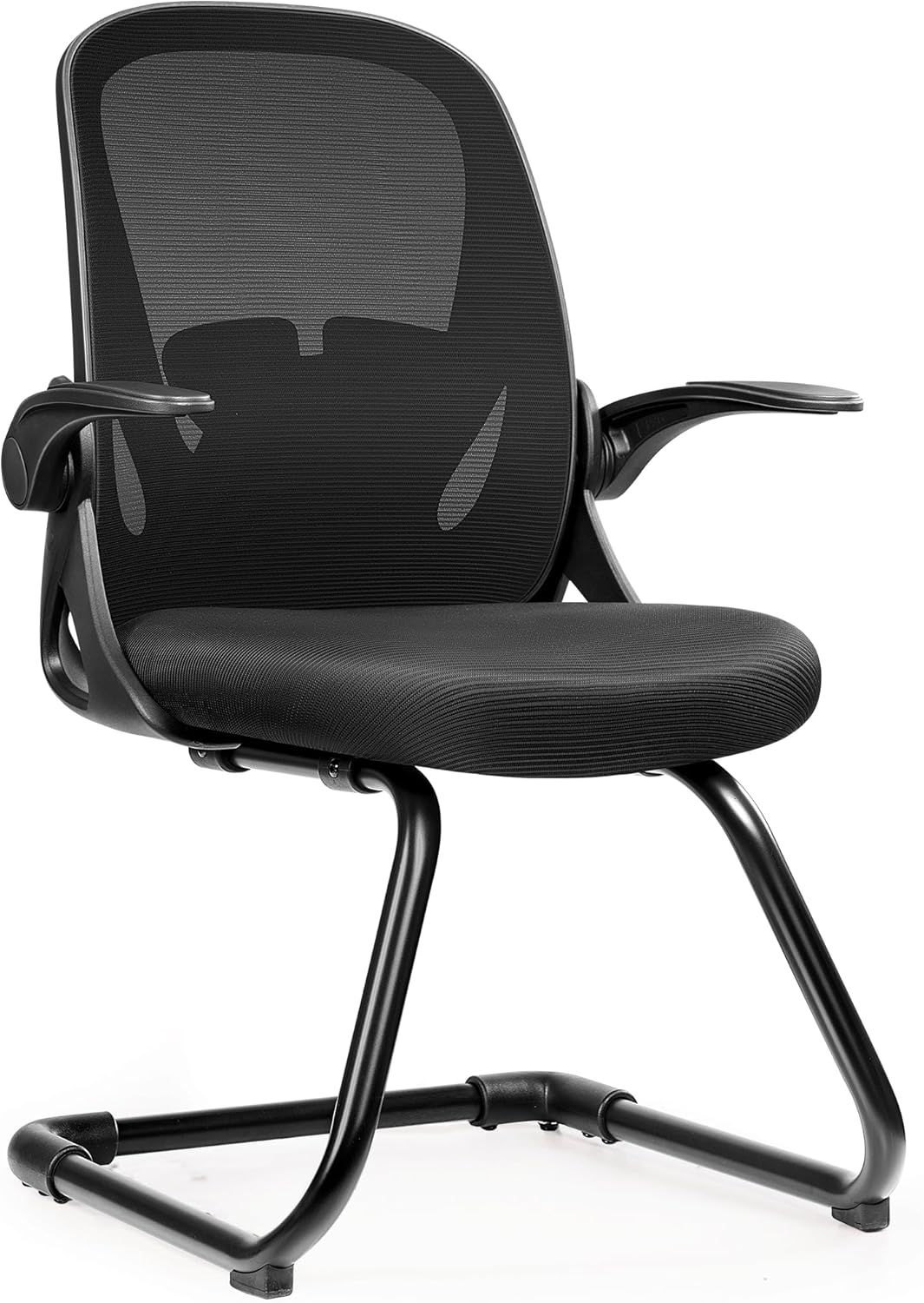 Primy Waiting Room Chair with Flip-up Armrests and Adjustable Lumbar Support,Office Guest Chair and Reception Chair for Conference Room,Breathable Mesh Black Table and Chair without Wheels for Guests and Seniors