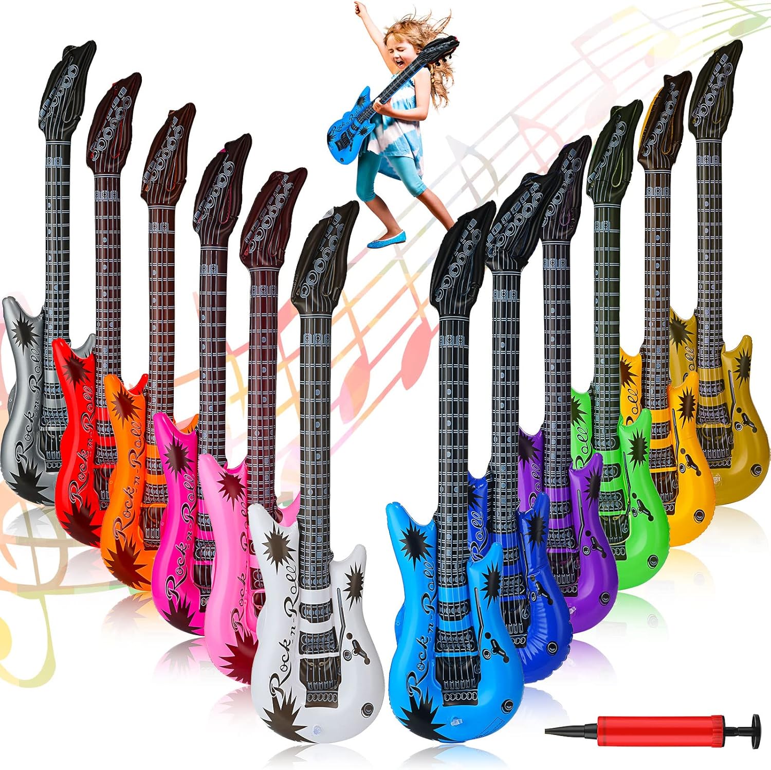 12 Pack Inflatable Guitar, Party Props