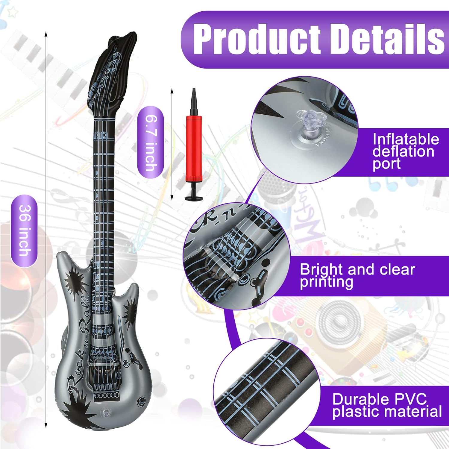 12 Pack Inflatable Guitar, Party Props