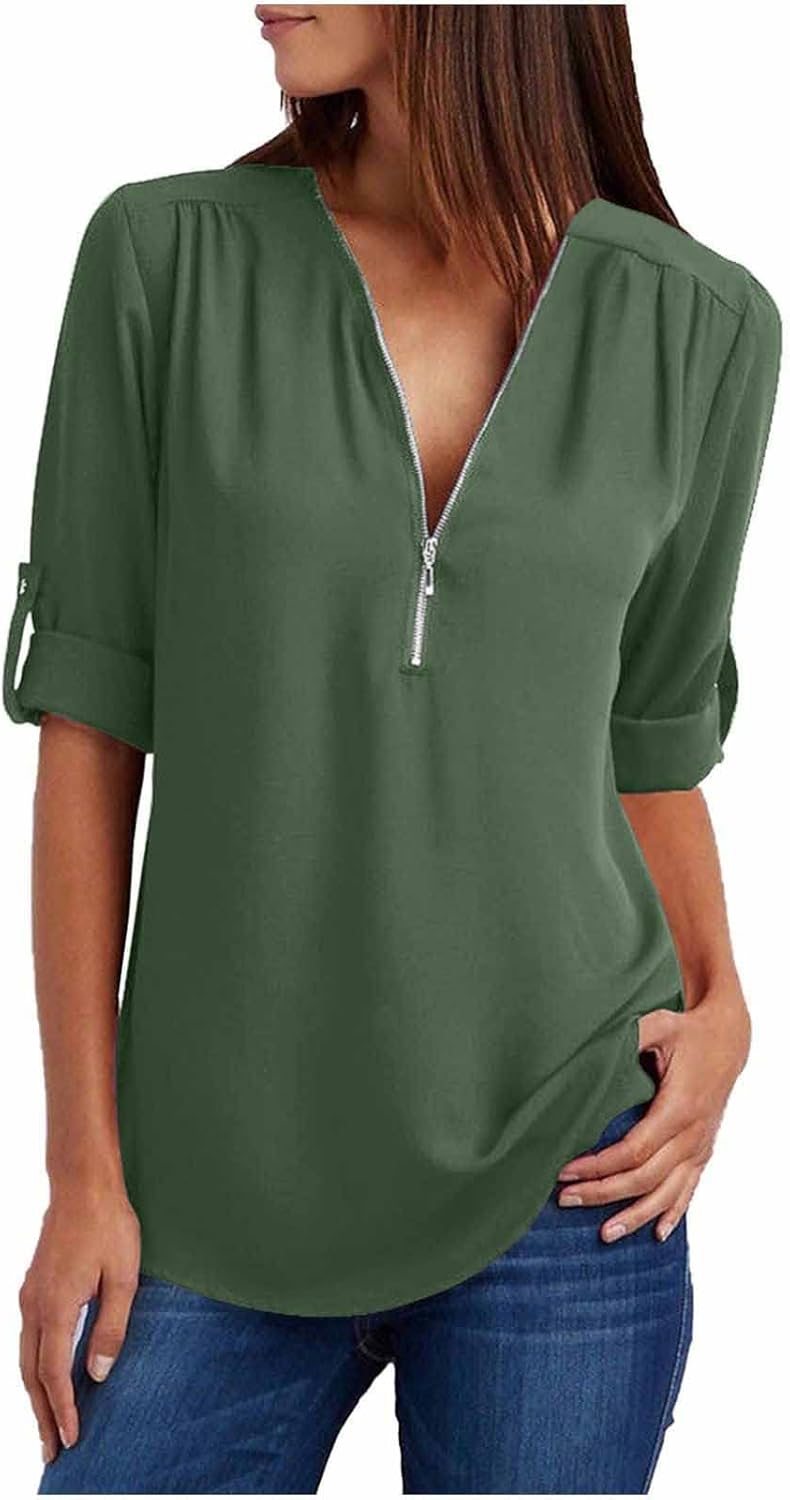 Summer Shirt, 3/4 Sleeves, V Neck