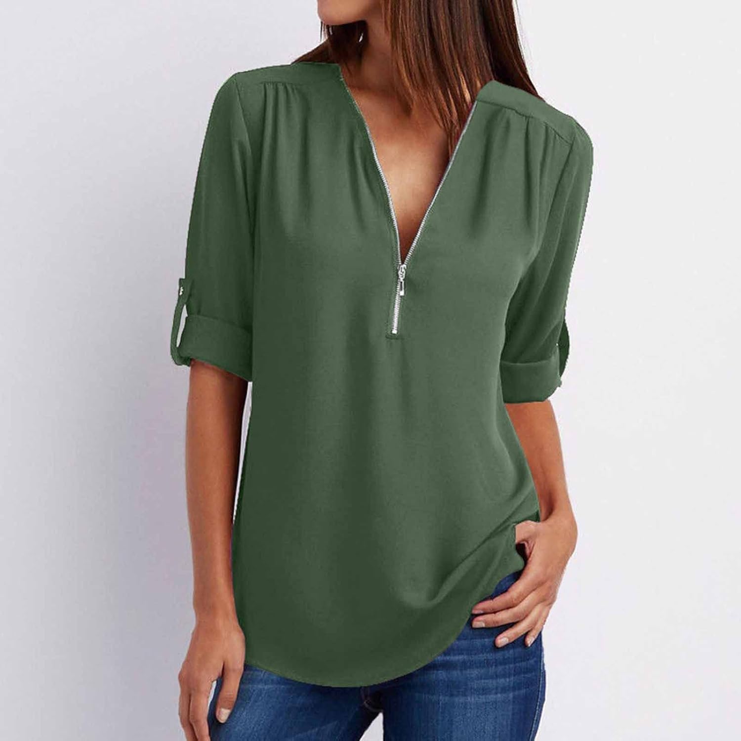 Summer Shirt, 3/4 Sleeves, V Neck