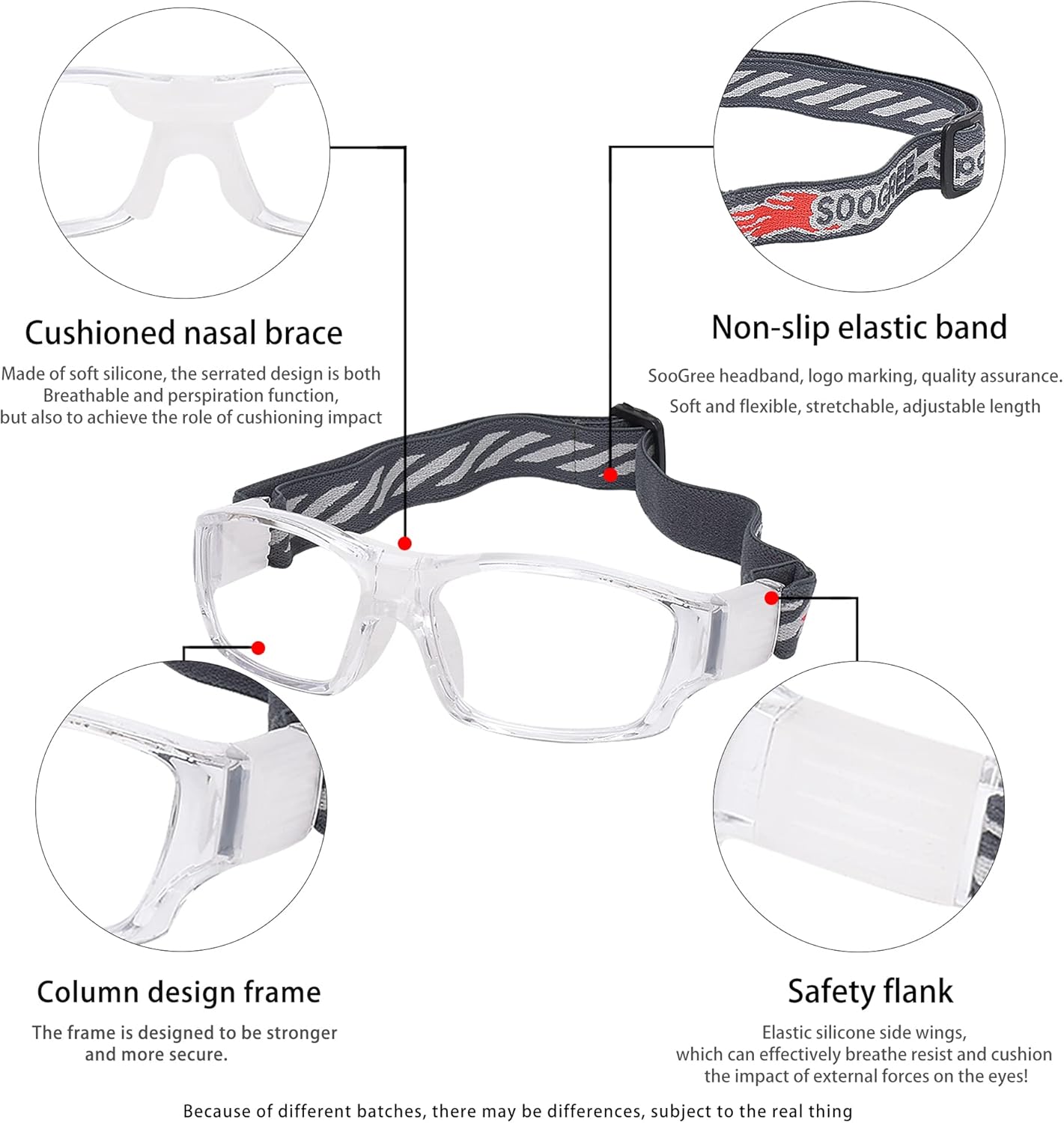 Adult Eyewear, Shock Absorbing, Adjustable Straps