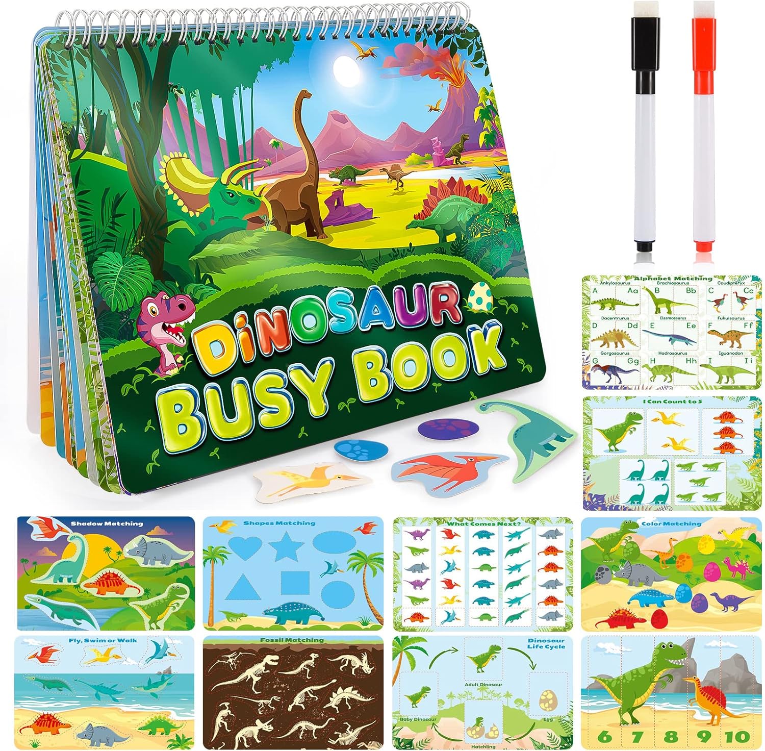 Toys, Dinosaur Themed Busy Books