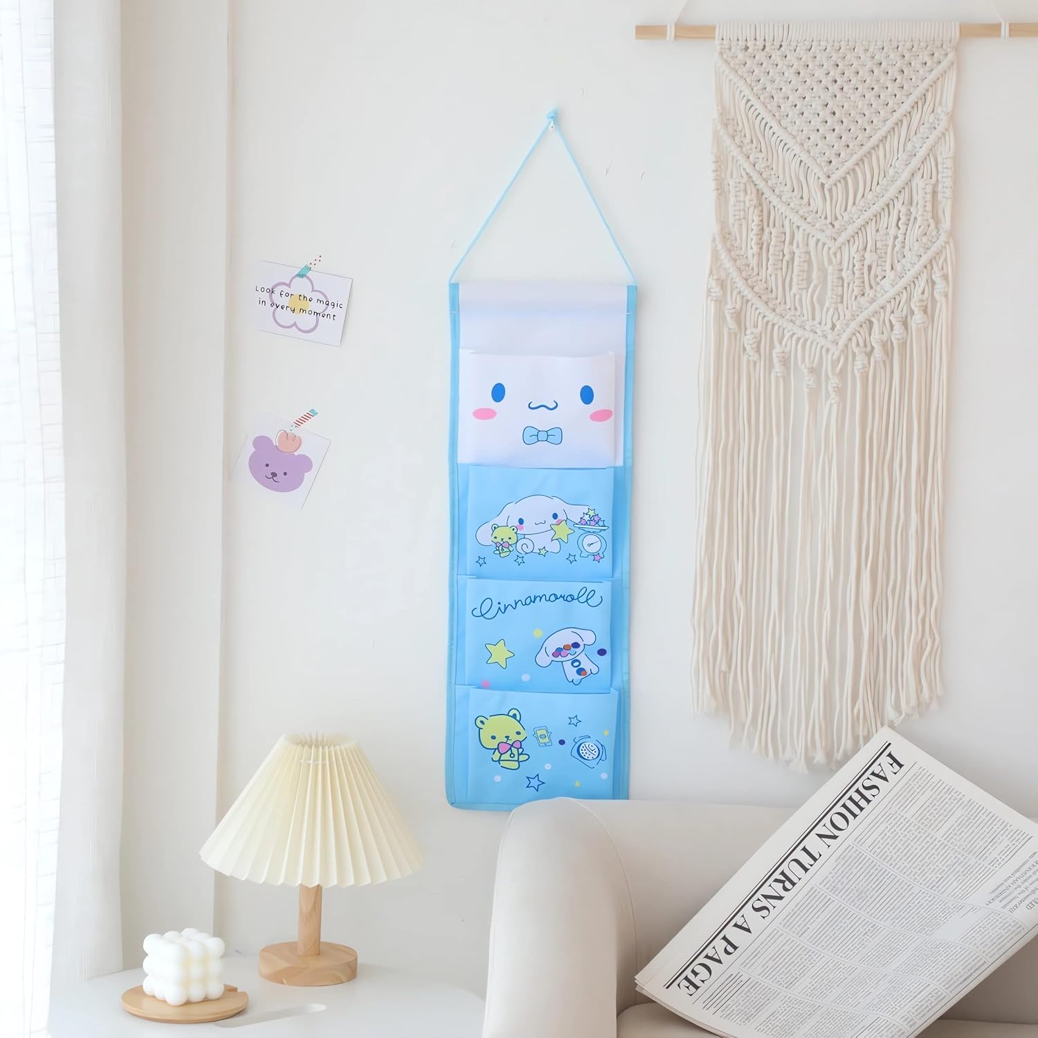 Cute Cartoon Hanging Closet Organizer and Storage Rack,4 Tier Closet Hanging Storage Rack for Girls Bedroom