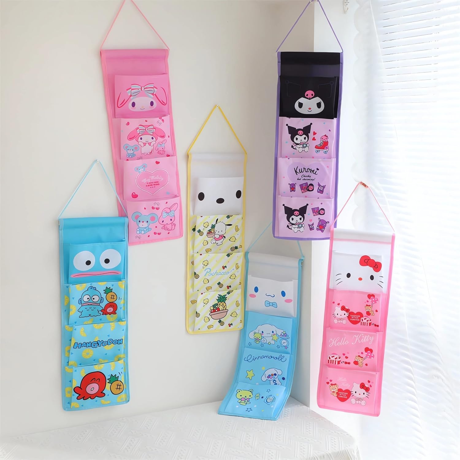 Cute Cartoon Hanging Closet Organizer and Storage Rack,4 Tier Closet Hanging Storage Rack for Girls Bedroom