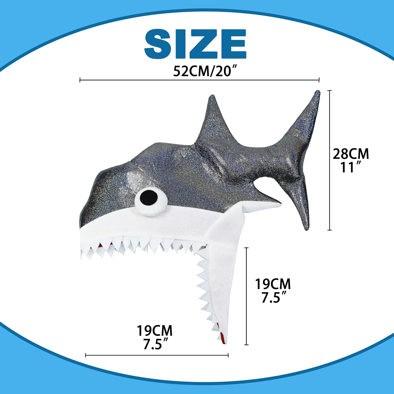 Sparkling Silver Shark Hat