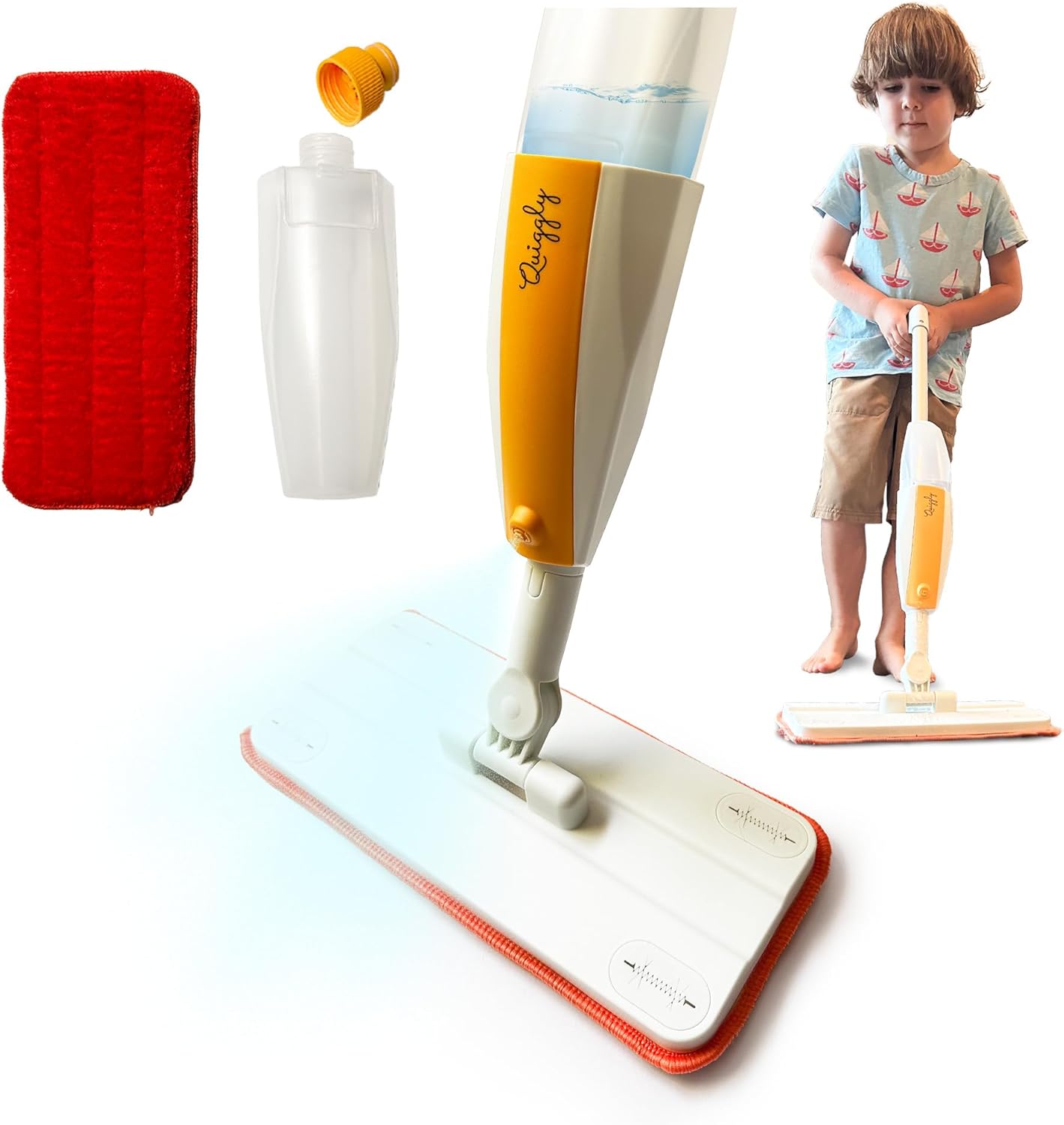 Kids Toy Spray Mop - Toddler Cleaning Kit with Real Water Sprayer - Montessori Mini Mop and Sweeper - Kids Mop - Just Squeeze and Spray