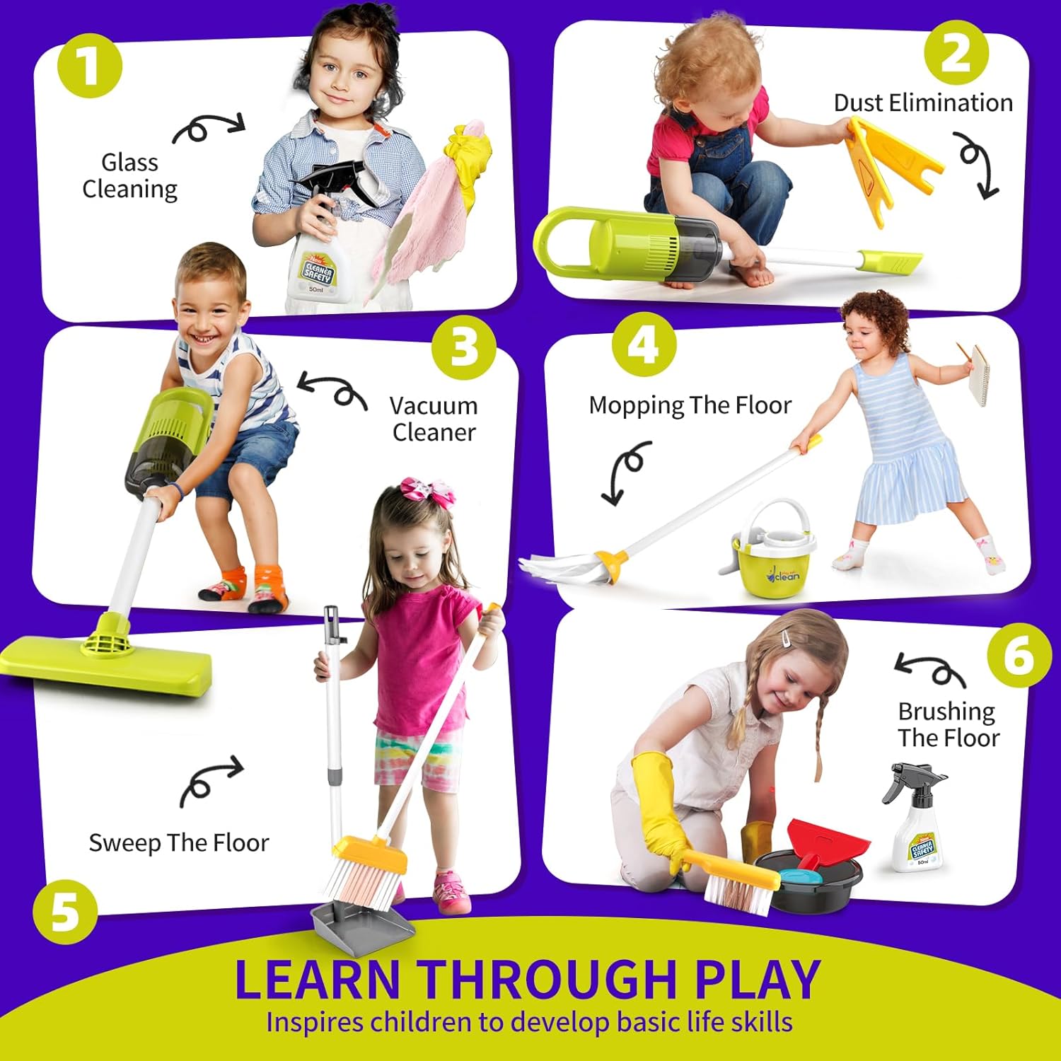 Toddler Cleaning Set with Electric Vacuum
