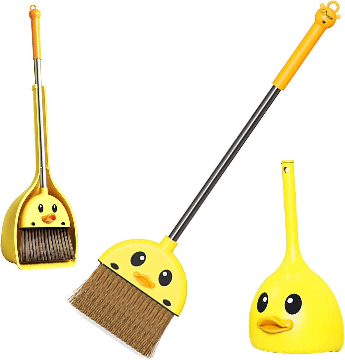 Kids Mini Broom and Broom Set - Cute Yellow Ducks for Girls and Boys - Toddler Broom Set for Household Cleaning and Pretend Play - Perfect for Toddlers and Preschoolers....