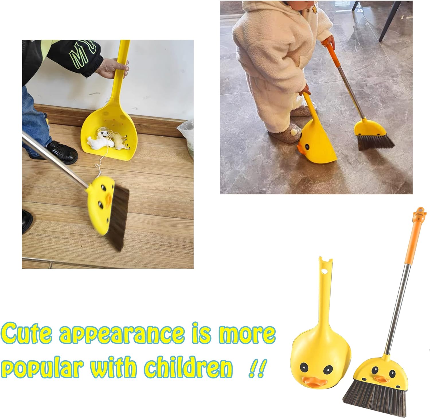 Kids Mini Broom Set, Yellow Ducks
