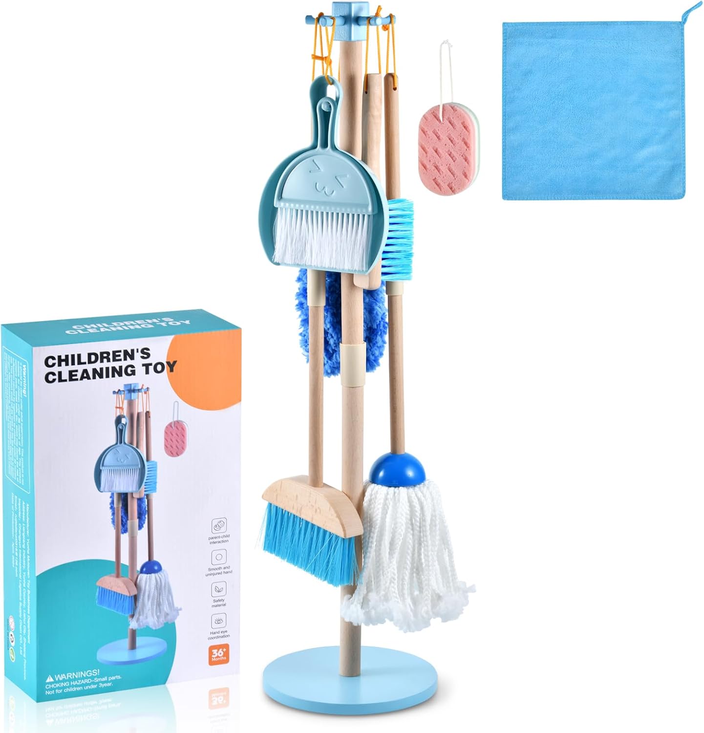 Wooden Toddler Cleaning Set, Blue