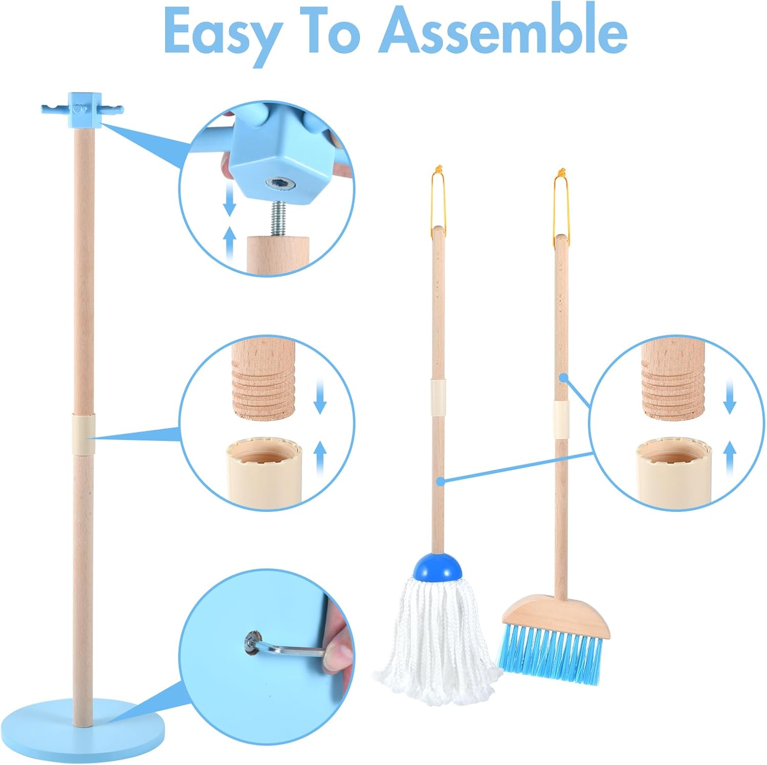 Wooden Toddler Cleaning Set, Blue