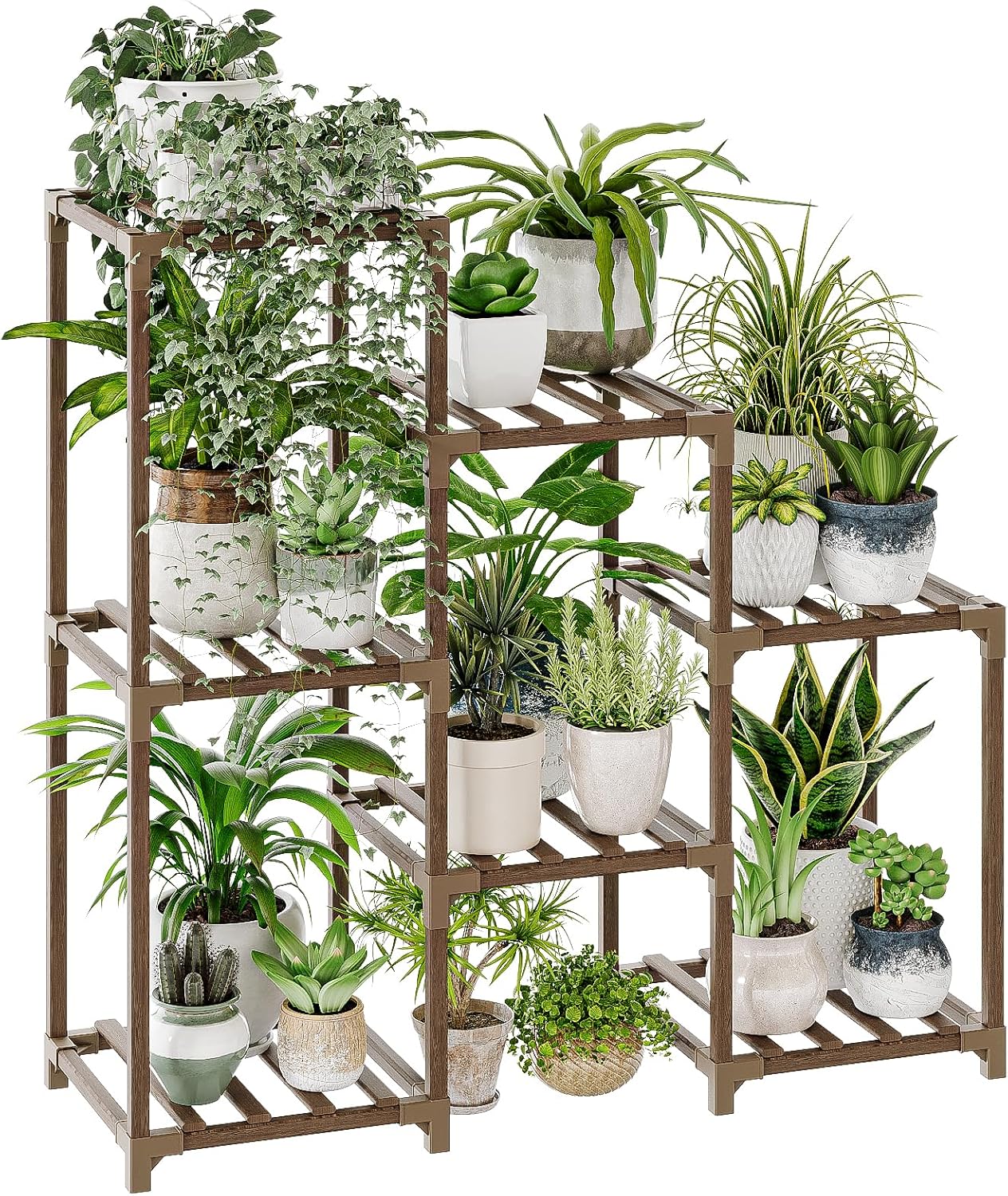 Plant Stand Indoor Plant Stand Outdoor Wooden Plant Stand For Multiple Plants 3 Tier Ladder Planter Rack For Living Room Patio Bohemian Home Decor Gardening