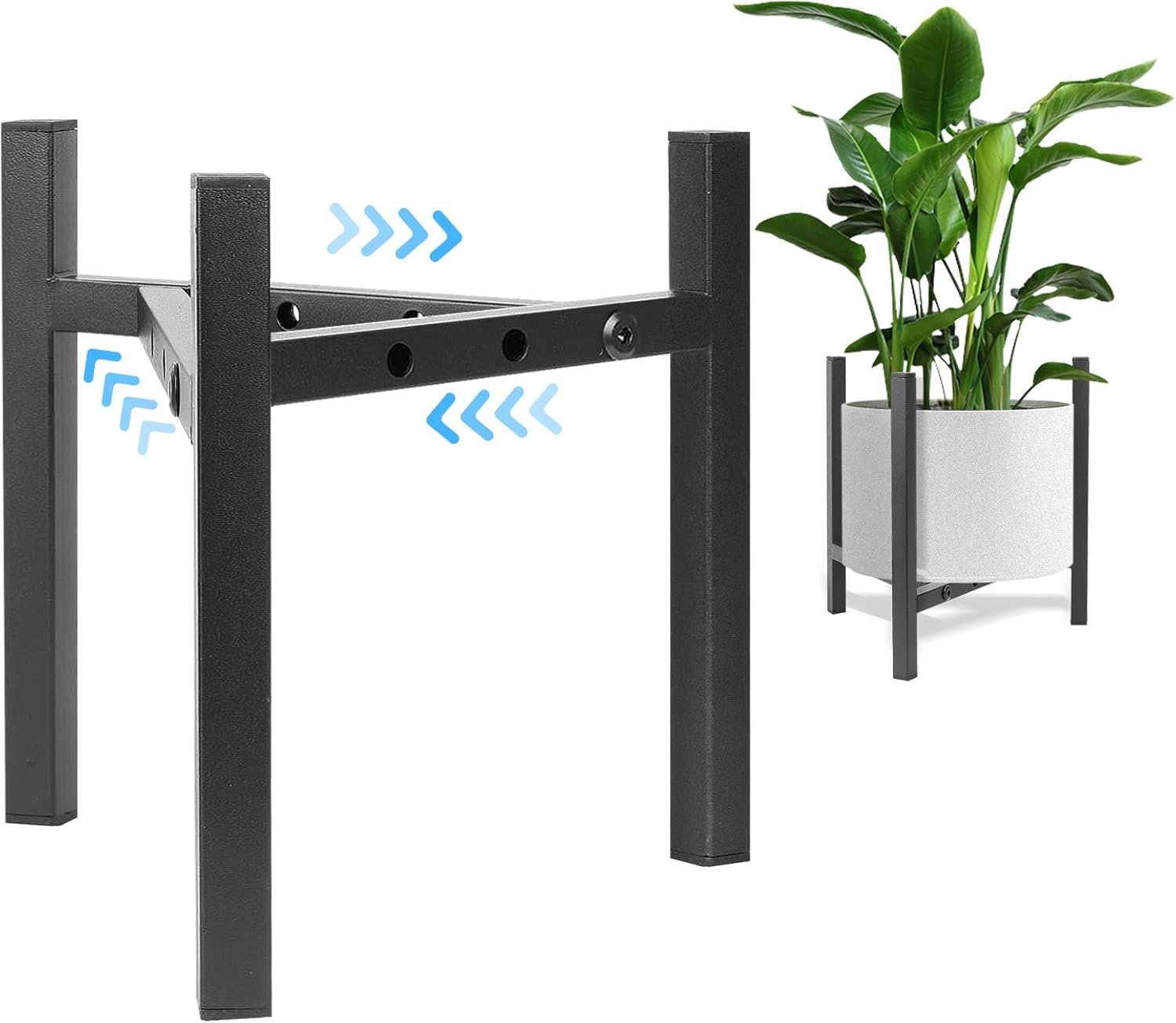 Plant Stand Indoor Adjustable,Metal Modern Plant Stand,Heavy Duty Stabilized Planter Planter Indoor Outdoor Corner,Fits 8 9 10 11 12 Inch Pots,Black (Pots and Plants Not Included )