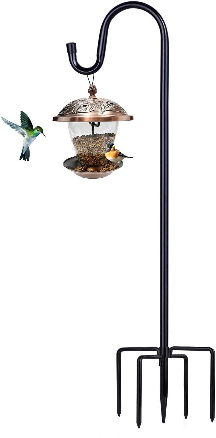 Outdoor Sheepdog Hooks, 1 Pack of 62 Inch (Approx. 152.8 cm) Bird Feeder Poles with 5 Claw Base for Hanging Lanterns, Hummingbird Feeders, Lightweight Plants, Outdoor Bird Feeder Sheepdog Hooks