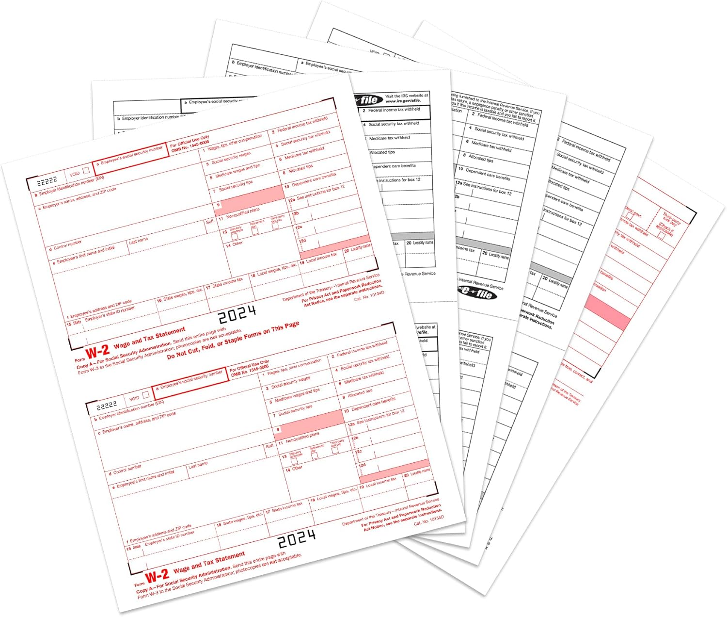 W2 Forms 2024, 6 Tax Forms, 25 Laser Forms, Designed for Quick Books and Accounting Software