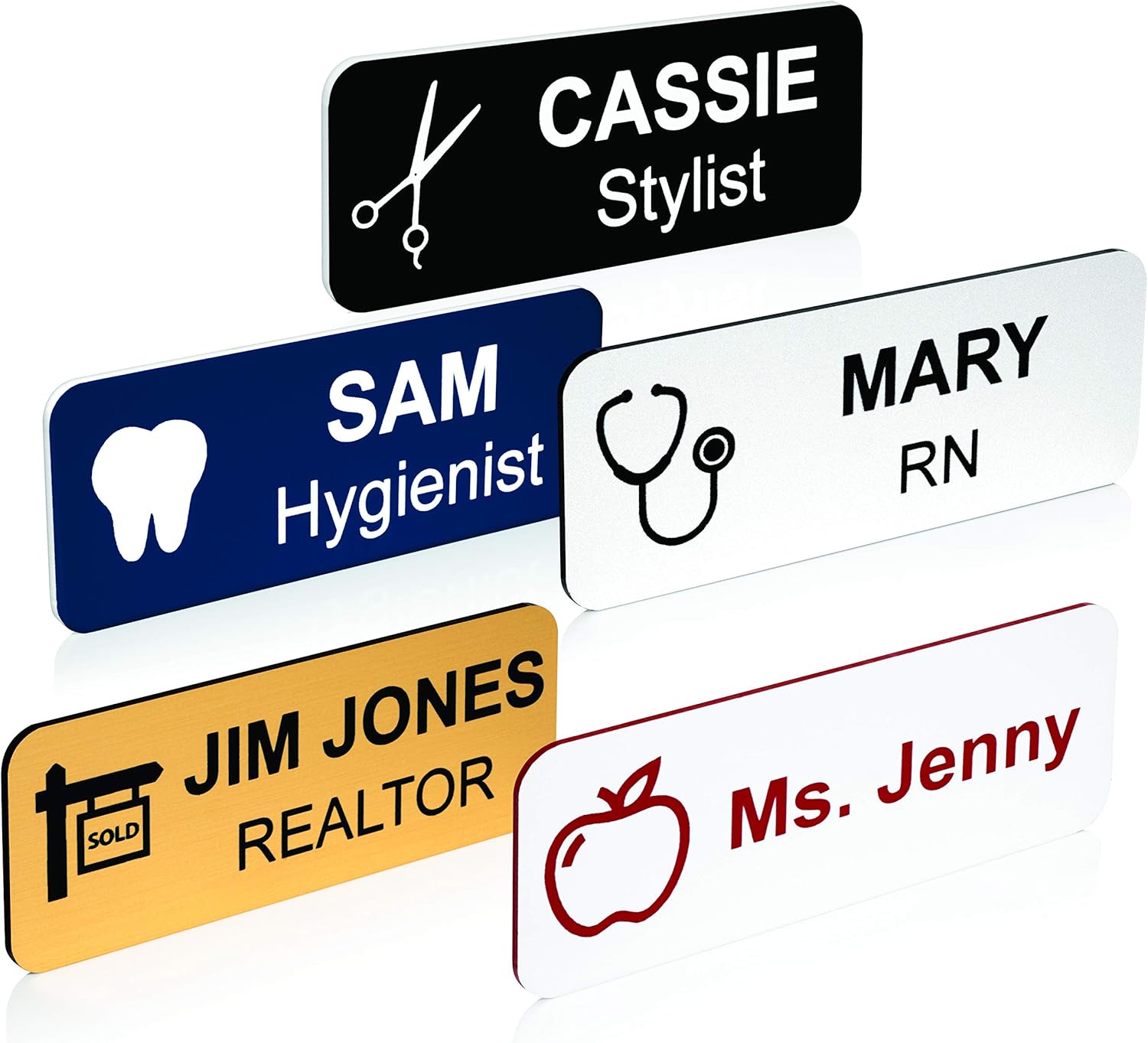 Providence Engraved Custom Name Tags with Industry Logo - Teacher, Realtor, Dental, Medical, Stylist ID Badges