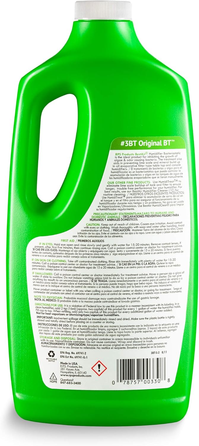 BestAir 3BT-PDQ-6 Original BT Humidifier Antibacterial Water Treatment, 32 Fluid Ounces (Approx. 946.4 ml), Single Pack, Green