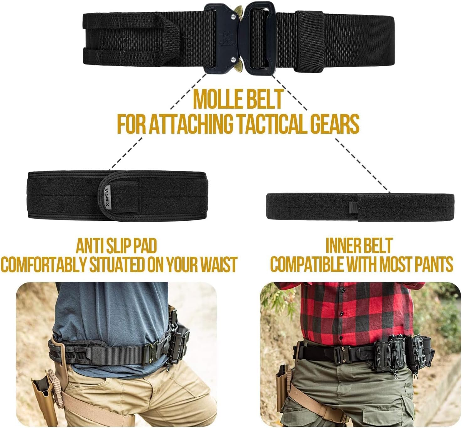 Tactical Belt, Quick Release 1.75 inch MOLLE Combat Belt