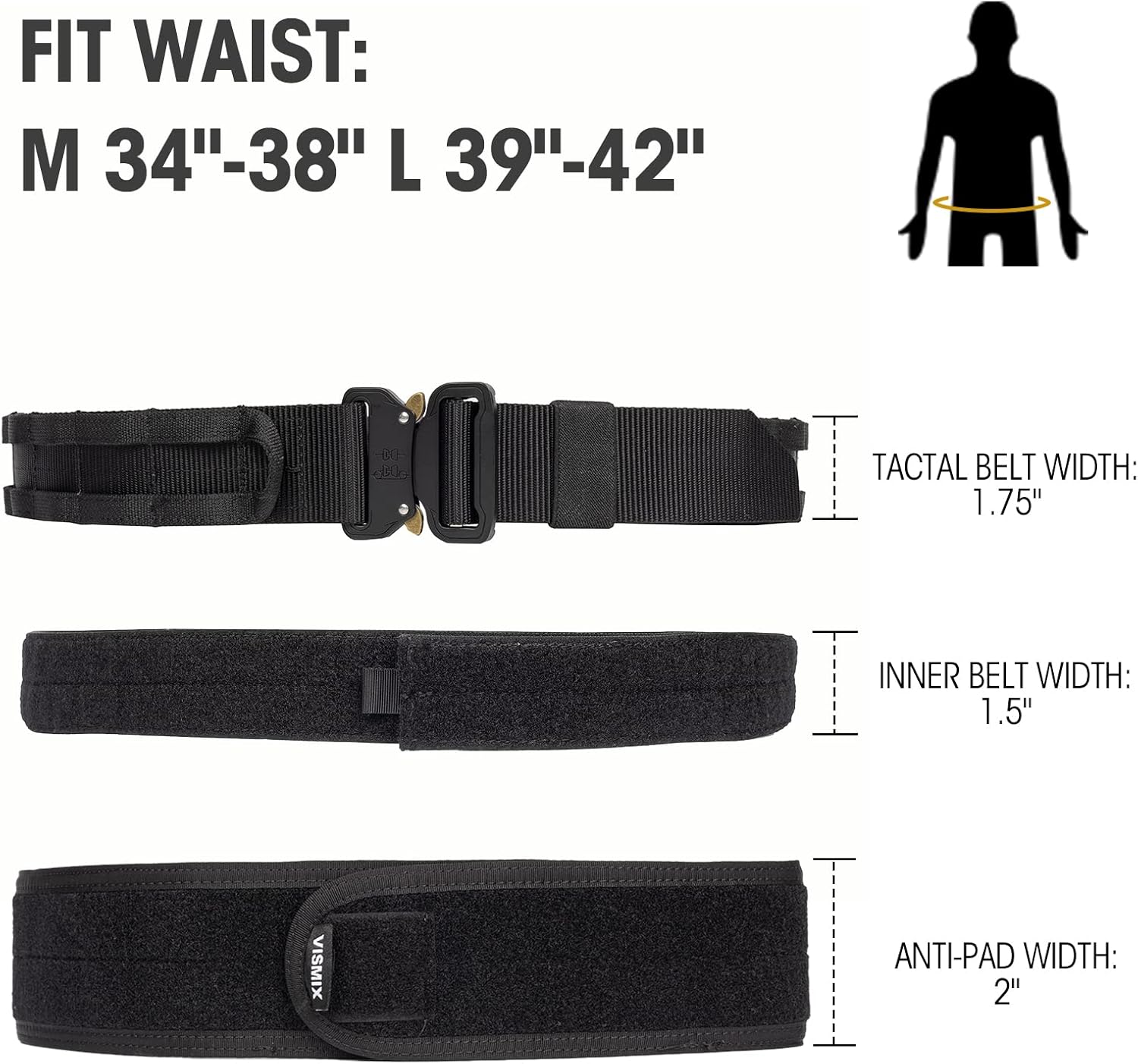Tactical Belt, Quick Release 1.75 inch MOLLE Combat Belt