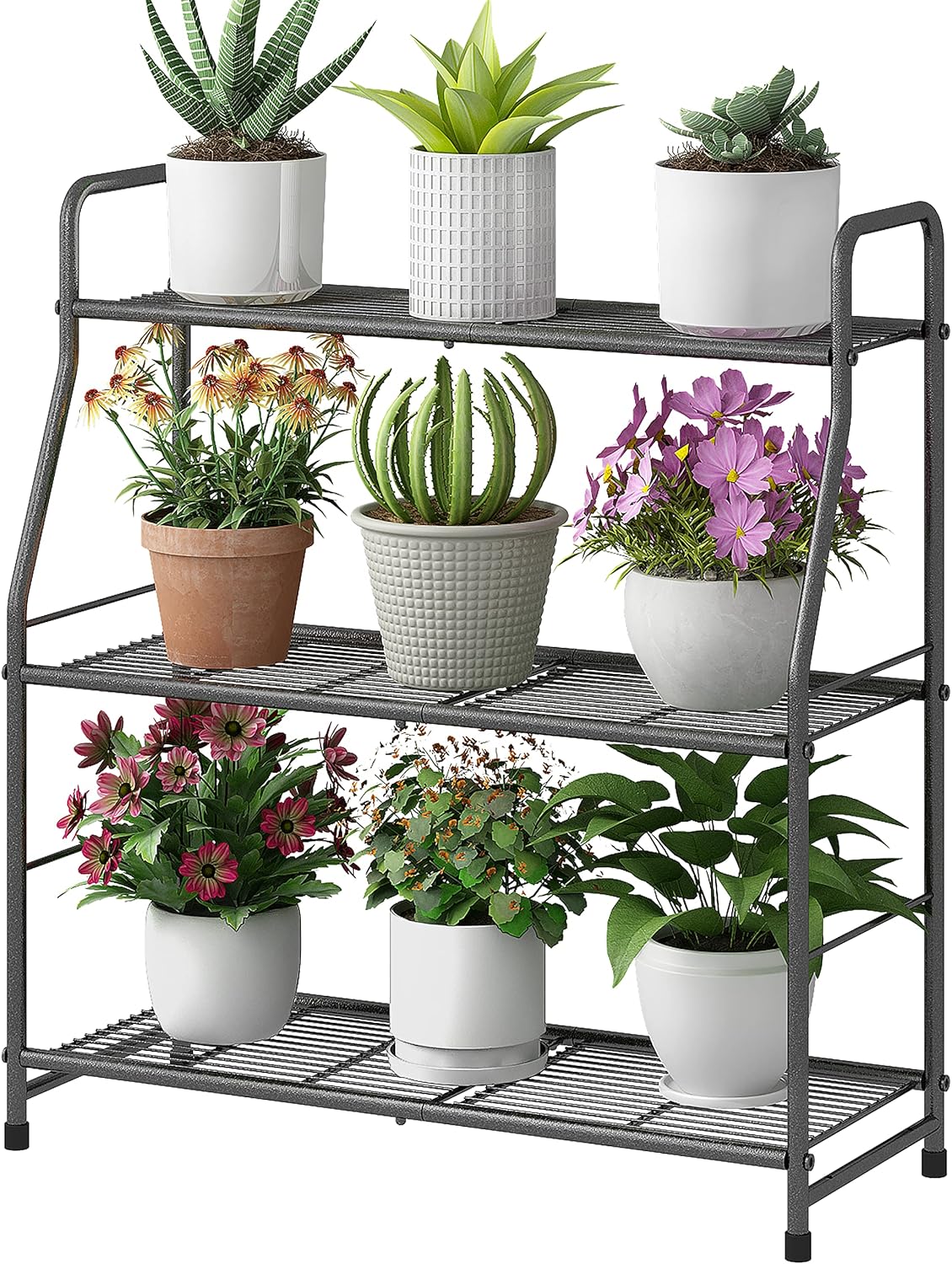 Simple Trending Plant Stand Outdoor Indoor 3 Tier Metal Waterproof Plant Stand for Living Room Balcony Garden