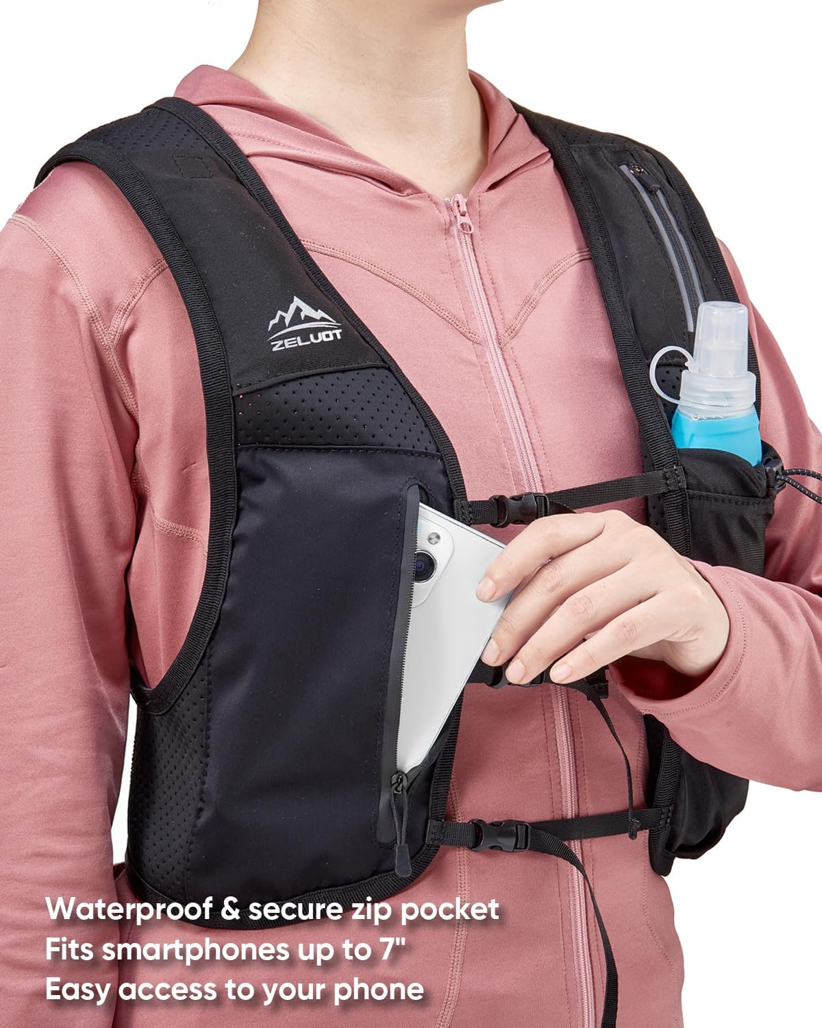 Running Tank Top with 6 Pockets, Lightweight Reflective