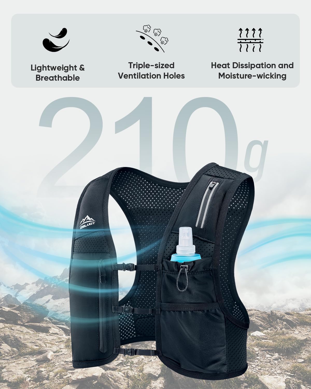 Running Tank Top with 6 Pockets, Lightweight Reflective